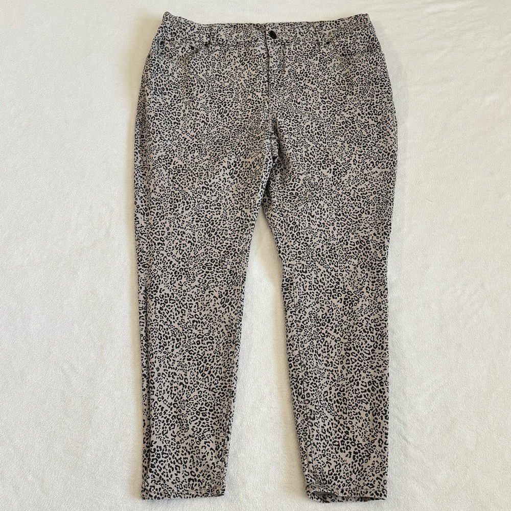 Seven7 High Rise Skinny Jeans Womens 18W Leopard Print Stretch Denim